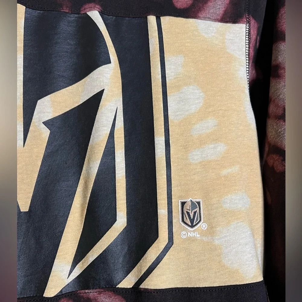 Men’s NHL Golden Knights Black and Gold Bleach Tie-Dye Long Sleeve Tee - Picture 3 of 7